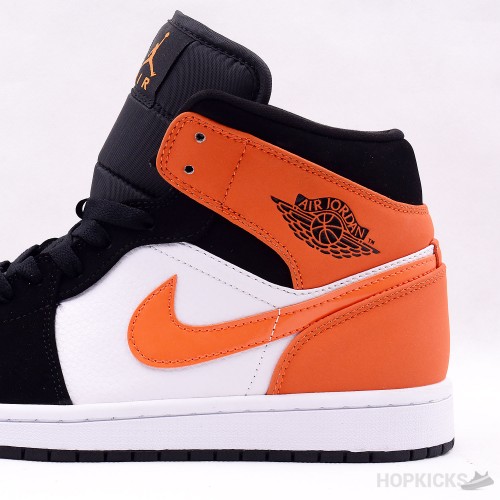 air jordan 1 mid black white starfish orange